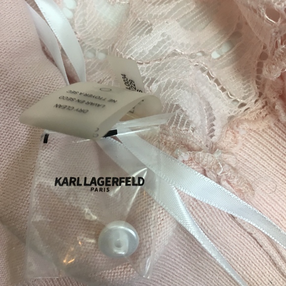 NWOT KARL LAGERFELD ROSE LACE PANEL CARDIGAN M - Picture 4 of 6